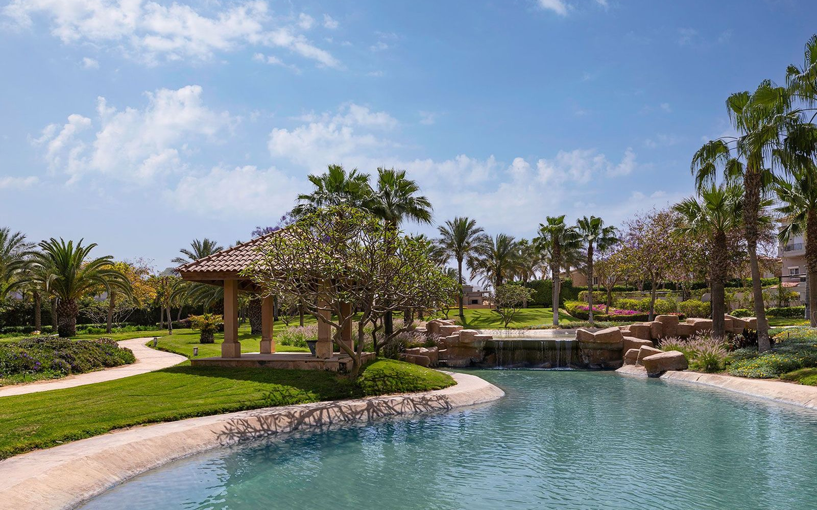Completed landscaped development